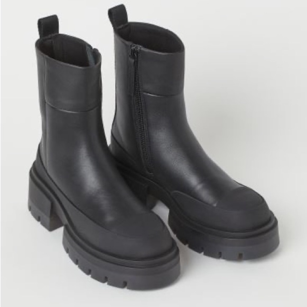 H&M Premium Leather Chunky Boots
